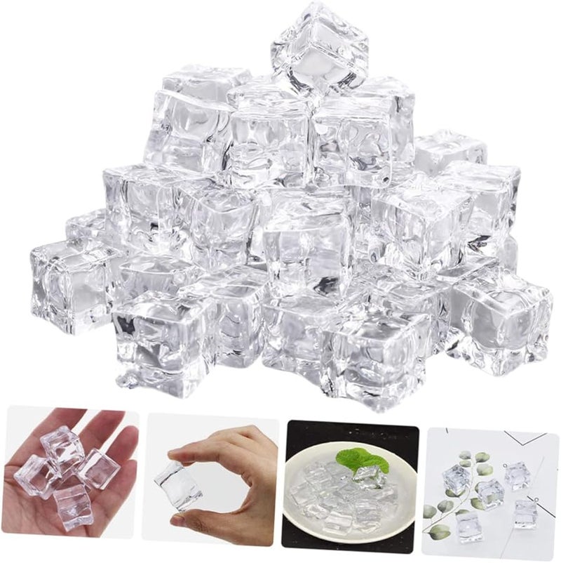 40Pcs Transparent Fake Ice Cubes Reusable Realistic Crystals For Drinks Photo Props Beverage Decoration - Image 3